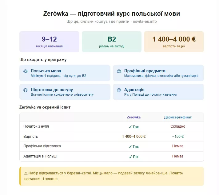 Zerówka — підготовчий курс польської мови: що це, де пройти і скільки коштує